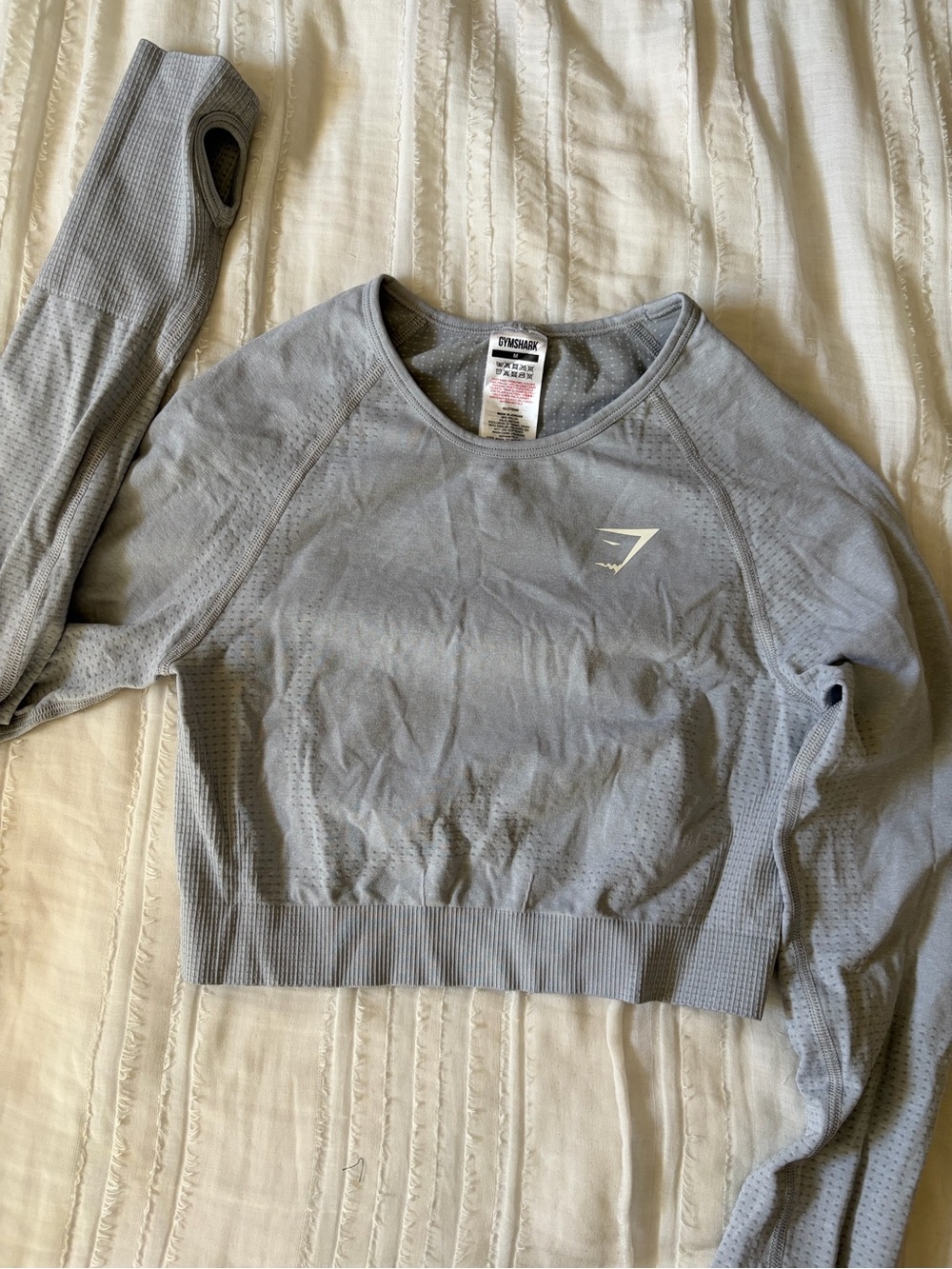 Gymshark Light Gray Seamless Long-Sleeve Crop Top